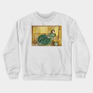 April - (The Green Gown) by Childe Hassam Crewneck Sweatshirt